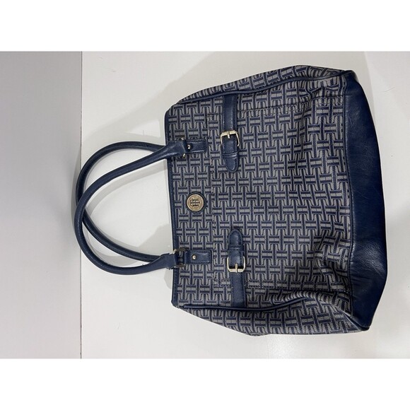 Tommy Hilfiger Women's Navy Blue & Gray Logo Tote Bag Handbag Purse - Picture 7 of 11
